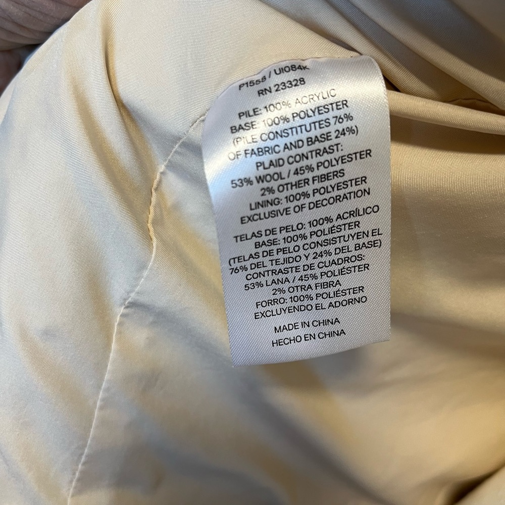 Pendleton Jacket Cream Sherpa Flannel Trim L - Picture 11 of 11